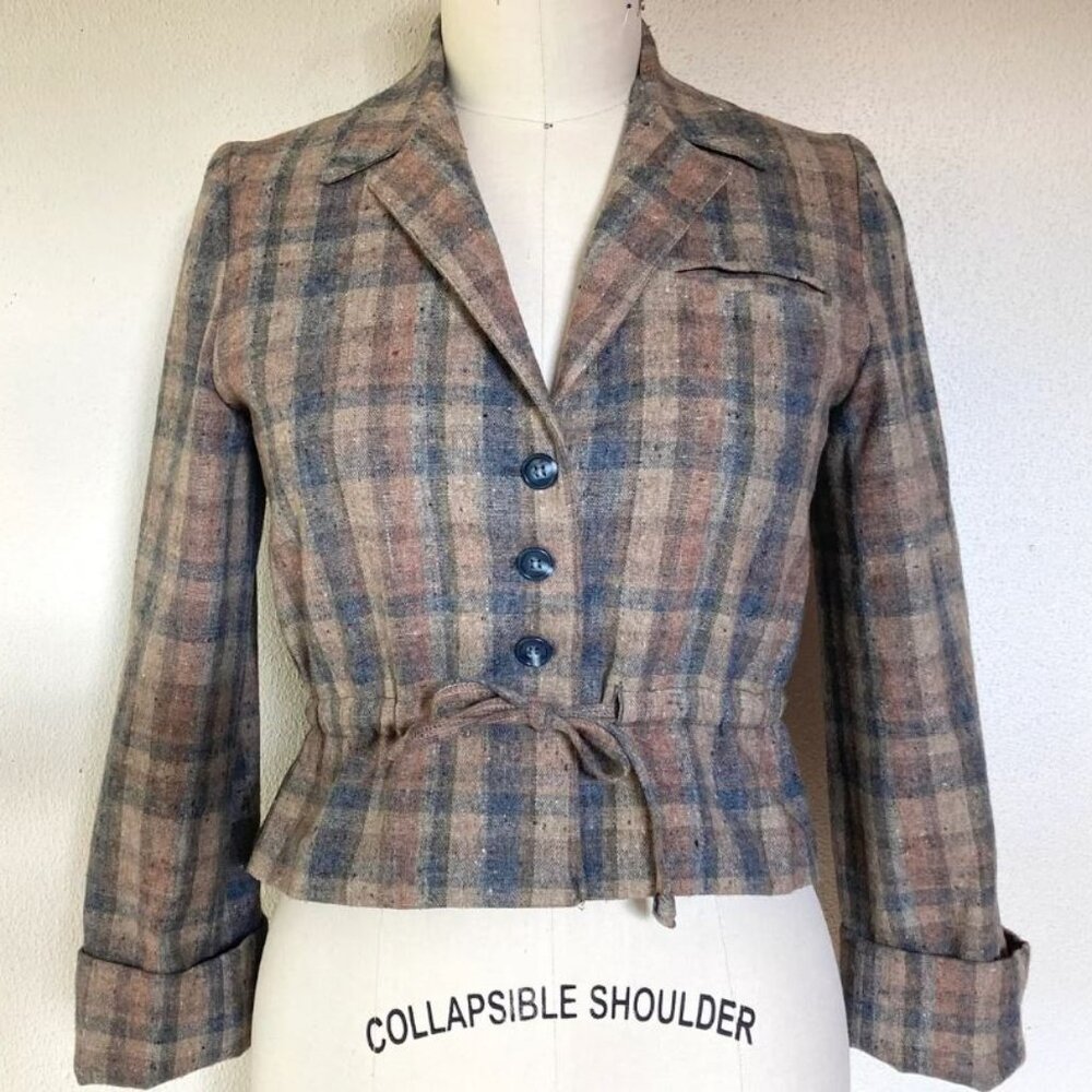 1970s Plaid Wool Cropped Jacket
